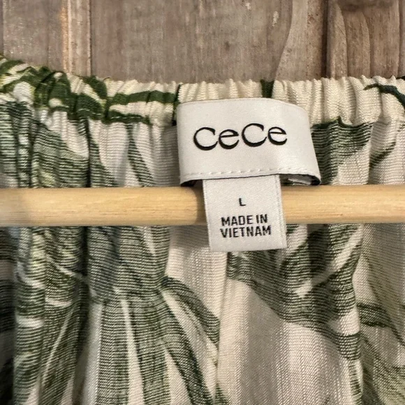 CeCe Green Leaf Print Women's Blouse - Picture 3 of 5